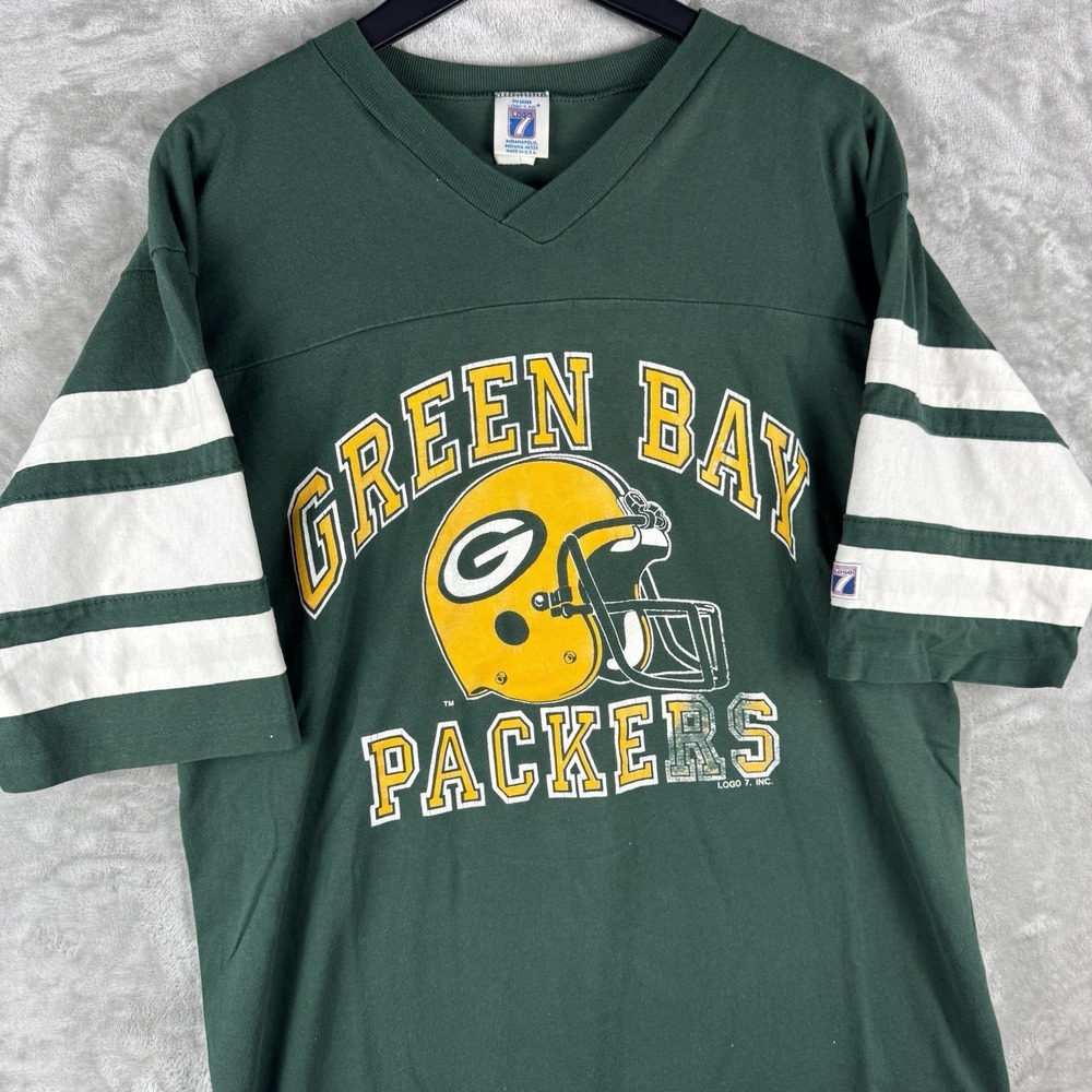Vintage Logo 7 Green Bay Packers Shirt Jersey Mens Size‎ Large 90s NFL Football